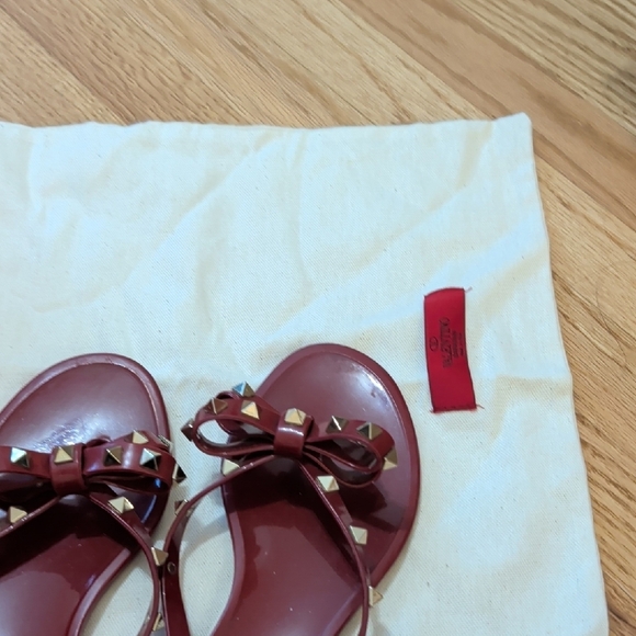 Valentino Red Studded Bow Sandals - Picture 8 of 8